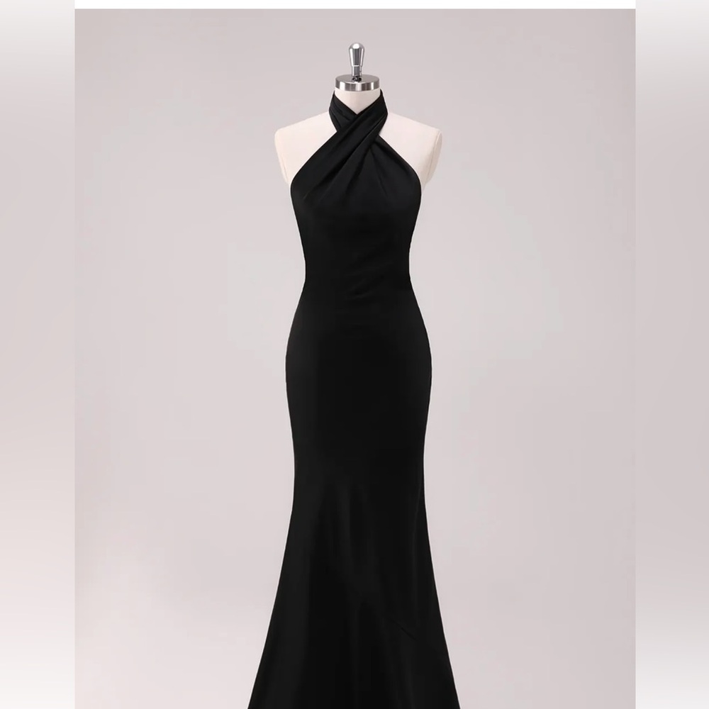 Elegant Black Halter Neck Dress